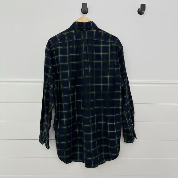 Men’s Polo Ralph Lauren Plaid Button Down Dress Shirt Green Cotton Size Large L - Picture 3 of 3